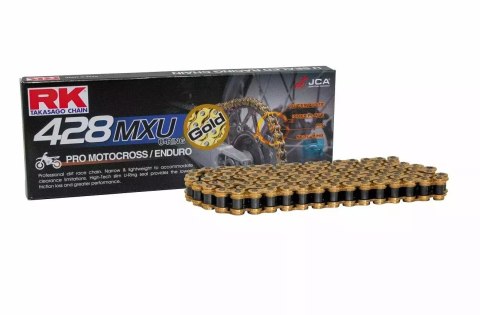 RK ŁAŃCUCH NAPĘDOWY (ENDURO) GB428MXU-136 (U-RING) ZAPINKA (CL) W ZESTAWIE KOLOR ZŁOTY (POJEMNOŚĆ: DO 150 CCM) (27 KN)