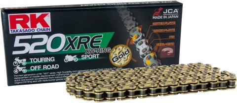 RK ŁAŃCUCH NAPĘDOWY GB520XRE-110 (XW-RING) ZAKUWKA (CLF) W ZESTAWIE KOLOR ZŁOTY (POJEMNOŚĆ: DO 800 CCM) (36,5 KN)