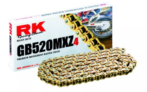 RK ŁAŃCUCH NAPĘDOWY (MOTOCROSS) 420MXZ4-140 ZAPINKA (CL) W ZESTAWIE KOLOR ZŁOTY (POJEMNOŚĆ: DO 150 CCM) (22,2 KN)