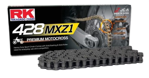 RK ŁAŃCUCH NAPĘDOWY (MOTOCROSS) 428MXZ1-136 ZAPINKA (CL) W ZESTAWIE KOLOR STANDARD (POJEMNOŚĆ: DO 150 CCM) (27 KN)