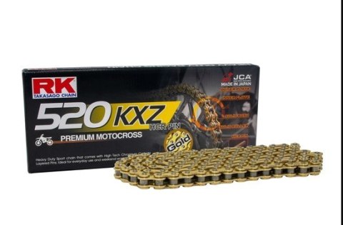 RK ŁAŃCUCH NAPĘDOWY (MOTOCROSS) GB520KXZ-120 ZAPINKA (CL) W ZESTAWIE KOLOR ZŁOTY (POJEMNOŚĆ: DO 450 CCM) (35 KN)