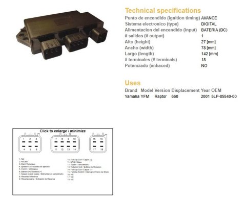 DZE MODUŁ ZAPŁONU CDI YAMAHA YFM 660 RAPTOR '01 (OEM-5LP-85540-00)