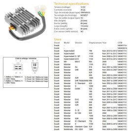 DZE REGULATOR NAPIĘCIA DUCATI 600/620/748/750/796/800/900/916/944/992/996/1000/1100 '98-'12 (35A)(54040111C, SH579-B11) (ESR532)
