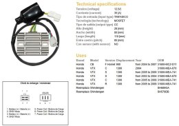 DZE REGULATOR NAPIĘCIA HONDA CB 900F HORNET '04-'07; VTX 1300S/R/C '05-'09 (31600-MEA-741)(35A)(ESR437)