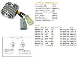 DZE REGULATOR NAPIĘCIA KAWASAKI KLF 300 BAYOU '02-'05; KVF 300 PRAIRIE '99-'02; KFV 650 BRUTE FORCE '05-'10; KFX 700 '04-'09; SU