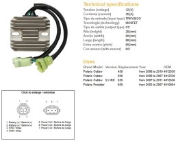 DZE REGULATOR NAPIĘCIA POLARIS PREDATOR 500 '03-'07; OUTLAW 400/500/525 '06-'11 (35A) (OEM-4010654, 4012536) (ESR541)
