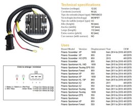 DZE REGULATOR NAPIĘCIA POLARIS SPORTSMAN 550/850/100 '10-'16; SCRAMBLER 550/850/1000 '13-'16 (MOSFET - 50A) (4012678) (ESR823)