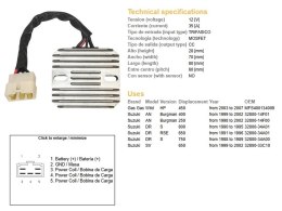 DZE REGULATOR NAPIĘCIA SUZUKI AN 250 BURGMAN '98-'02; AN 400 BURGMAN '99-'02; SV 650 '99-'02; DR 650RSE '91-96; DR 750S '88-'89;