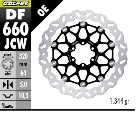 GALFER TARCZA HAMULCOWA PRZÓD APRILIA; BENELLI; BIMOTA; CAGIVA; DUCATI; KTM, MOTO GUZZI; YAMAHA (320X64X5) (WAVE FLOATING) GALFER TARCZA HAMULCOWA PRZÓD APRILIA; BENELLI; BIMOTA; CAGIVA; DUCATI; KTM, MOTO GUZZI; YAMAHA (320X64X5) (WAVE FLOATING)