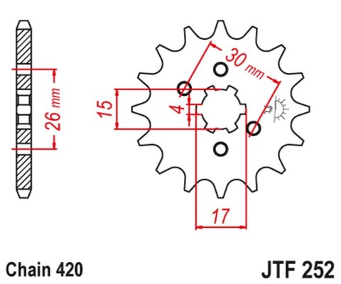 JT ZĘBATKA PRZEDNIA 261 12 HONDA MBX/MTX 50 (26113JT) (ŁAŃC. 420)