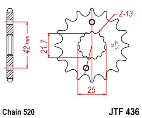 JT ZĘBATKA PRZEDNIA 438 15 SUZUKI GSX 400 F '81-'86, RG 250 GAMMA '83-'88 (43815JT) (ŁAŃC. 520) - MOŻE ZASTĄPIĆ JTF565.15 NA ZAM