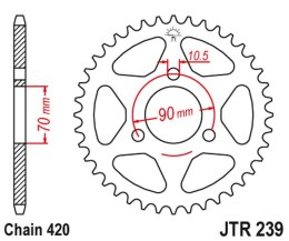 JT ZĘBATKA TYLNA 239 36 HONDA MTX 80R '83-'86, MBX 50 (23936JT) (ŁAŃC. 420)