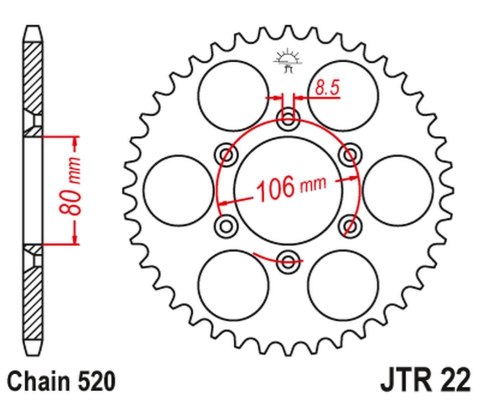 JT ZĘBATKA TYLNA 3560 45 APRILIA SX 125 '08-'12, MX 125 '04-'07 (356045JT) (ŁAŃC. 520)