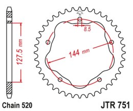 JT ZĘBATKA TYLNA 4320M 43 DUCATI 950 HYPERMOTARD '19-20, 800 MONSTER '05-07, 748 BIPOSTO '95-03, (POTRZEBNY ADAPTER JTA750B) (43