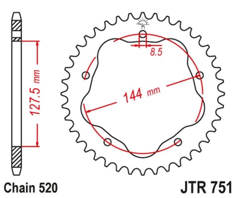 JT ZĘBATKA TYLNA 4320M 43 DUCATI 950 HYPERMOTARD '19-20, 800 MONSTER '05-07, 748 BIPOSTO '95-03, (POTRZEBNY ADAPTER JTA750B) (43