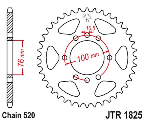 JT ZĘBATKA TYLNA 823 37 SUZUKI VL 250 INTRUDER LC '00-04'; LT 250/300 '86-89'; GN 400 '80-82'; LT 500 '88-92',DR 500 '81-83', DR