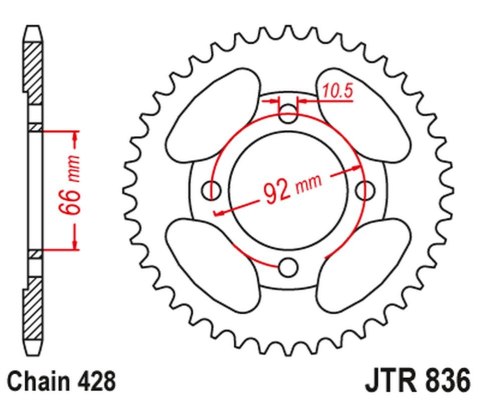 JT ZĘBATKA TYLNA YAMAHA RS 200 (ŁAŃC. 428) NA ZAMÓWIENIE