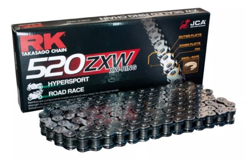 RK ŁAŃCUCH NAPĘDOWY 520ZXW-120 (XW-RING) ZAKUWKA (CLF) W ZESTAWIE KOLOR STANDARD (POJEMNOŚĆ: DO 1200 CCM) (42 KN)
