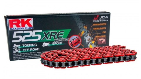 RK ŁAŃCUCH NAPĘDOWY BB525XRE-124 (XW-RING) ZAKUWKA (CLF) W ZESTAWIE KOLOR CZERWONY (POJEMNOŚĆ: DO 1000 CCM) (42 KN)