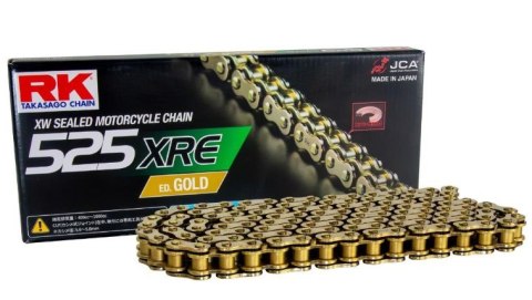 RK ŁAŃCUCH NAPĘDOWY GB525XRE-108 (XW-RING) ZAKUWKA (CLF) W ZESTAWIE KOLOR ZŁOTY (POJEMNOŚĆ: DO 1000 CCM) (42 KN)