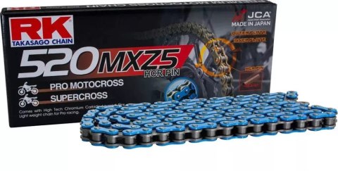 RK ŁAŃCUCH NAPĘDOWY (MOTOCROSS) 520MXZ5-120 ZAPINKA (CL) W ZESTAWIE KOLOR NIEBIESKI (POJEMNOŚĆ: DO 500 CCM) (37,8 KN)
