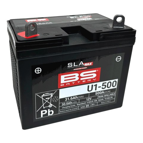 BS 2025/08 AKUMULATOR U1-500 MAX (FA) 12V 30AH 195X125X176 BEZOBSŁUGOWY - ZALANY (ZWIĘKSZONY PRĄD ROZRUCHOWY) (500A) ATV / UTV P