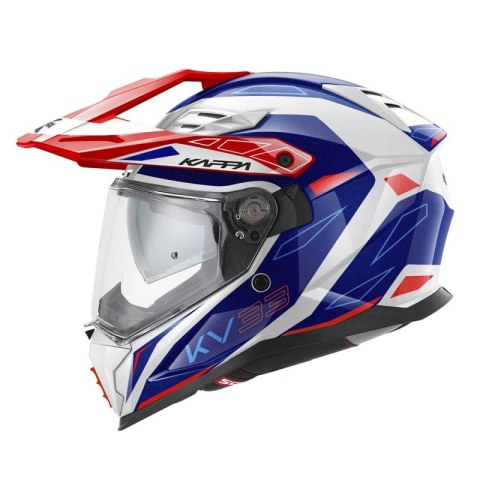 KAPPA 2025/05 KASK KV33 GRAPHIC WIZZARD ENDURO DUAL OFF ROAD Z SZYBĄ I BLENDĄ KOLOR BIAŁY CZERWONY NIEBIESKI ROZMIAR 61 / XL (HO