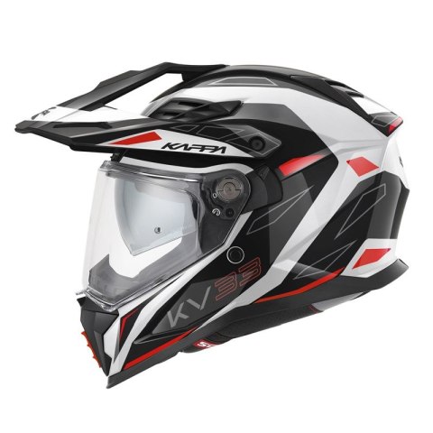 KAPPA 2025/05 KASK KV33 GRAPHIC WIZZARD ENDURO DUAL OFF ROAD Z SZYBĄ I BLENDĄ KOLOR CZARNY BIAŁY CZERWONY ROZMIAR 54 / XS (HOMOL