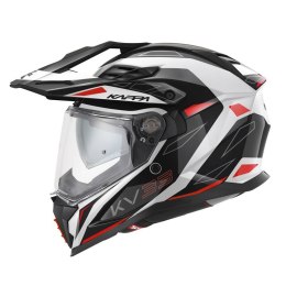 KAPPA 2025/05 KASK KV33 GRAPHIC WIZZARD ENDURO DUAL OFF ROAD Z SZYBĄ I BLENDĄ KOLOR CZARNY BIAŁY CZERWONY ROZMIAR 61 / XL (HOMOL