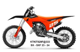 UFO 2025/04 KOMPLET PLASTIKÓW (FULL KIT) Z OSŁONAMI TELESKOPÓW (AMORTYZATORÓW) KTM SX 125 / 250 / 300 TBI '23-'24, SX-F 250 / 35