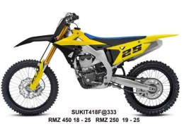 UFO 2025/04 KOMPLET PLASTIKÓW (FULL KIT) Z OSŁONAMI TELESKOPÓW (AMORTYZATORÓW) SUZUKI RMZ 250 '19-'25, RMZ 450 '18-'25 KOLOR ŻÓŁ