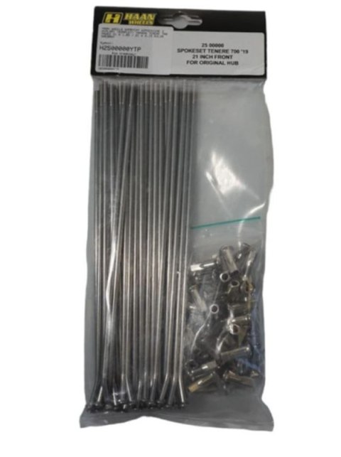 HAAN WHEELS SZPRYCHY WZMOCNIONE Z NYPLAMI (KOMPLET) YAMAHA TENERE 700 PRZÓD 21 X 1,85 / 21 X 2,15 (PROFIL WM) KOLOR SREBRNY