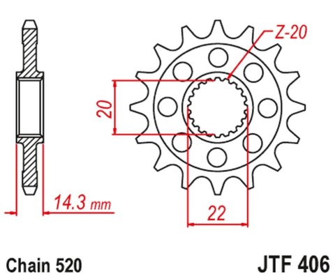 JT ZĘBATKA PRZEDNIA Z GUMĄ BMW G 310 GS / R '16-'24 (STD. -1) (JTF406,15RB) (ŁAŃC. 520)