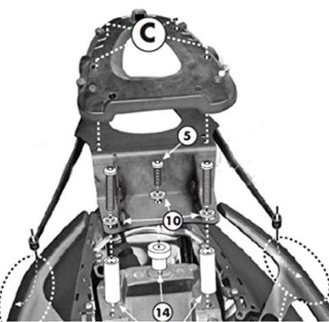 KAPPA STELAŻ KUFRA CENTRALNEGO YAMAHA T-MAX 500 (08-11), T-MAX 530 (12-16) ( Z PŁYTĄ MONOLOCK )
