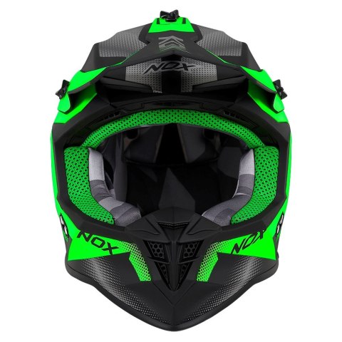 NOX PROMOCJA KASK CROSS / OFFROAD N633 FUSION KOLOR CZARNY MAT/ZIELONY ROZMIAR L (ZAPIĘCIE MIKROMETRYCZNE) NOX PROMOCJA KASK CROSS / OFFROAD N633 FUSION KOLOR CZARNY MAT/ZIELONY ROZMIAR L (ZAPIĘCIE MIKROMETRYCZNE)