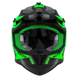 NOX PROMOCJA KASK CROSS / OFFROAD N633 FUSION KOLOR CZARNY MAT/ZIELONY ROZMIAR M (ZAPIĘCIE MIKROMETRYCZNE)