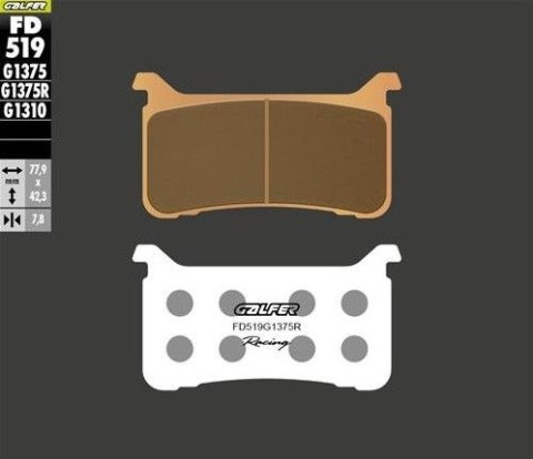 GALFER KLOCKI HAMULCOWE KH700 SPIEK METALICZNE (ZŁOTE) SPORT RACING PRZÓD HONDA CBR 600RR '18-; VFR 800 '17-; CROSSRUNNER 800X '
