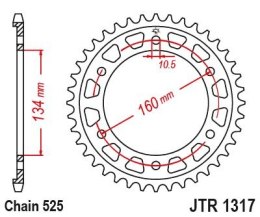 JT ZĘBATKA TYLNA 4405 40 HONDA CBR 1000RR 17-23 (SC77), CBR 1000SP 17-19 (JTR1317.40)* (ŁAŃC. 525)