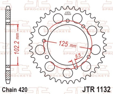 JT ZĘBATKA TYLNA 4406 53 DERBI SENDA 50 R/SM '02-'12 (440653JT) (ŁAŃC. 420)