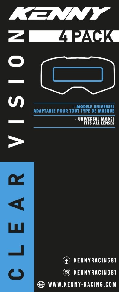 KENNY RACING VISION UNIVERSEL FOLIA UNIWERSALNA OCHRONNA DO GOGLI(50MM X150MM) (PACK 4)
