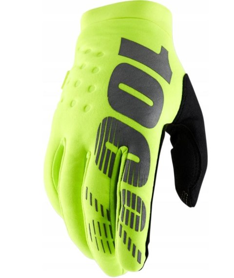 100 PROCENT RĘKAWICE CROSS/ENDURO BRISKER YOUTH JUNIOR SOFTSHELL FLUO YELLOW/BLACK KOLOR ŻÓŁTY FLUO/CZARNY ROZMIAR XL