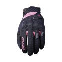 FIVE GLOVES RĘKAWICE TEKSTYLNE DAMSKIE RS3 EVO WOMAN KOLOR CZARNY/RÓŻOWY FLUO ROZMIAR 6