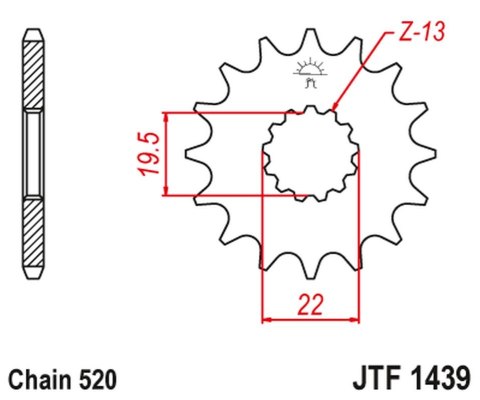 JT ZĘBATKA PRZEDNIA 4103 15 SUZUKI LT 160 '89-'01, LT 230 '86-'93 (410315JT) (ŁAŃC. 520)