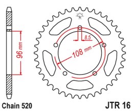 JT ZĘBATKA TYLNA 1516 40 APRILIATUAREG/TUAREG WIND '86-88', GILERA 125 XR/1 '88' (151640JT) (ŁAŃC.520)