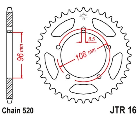 JT ZĘBATKA TYLNA 1516 40 APRILIATUAREG/TUAREG WIND '86-88', GILERA 125 XR/1 '88' (151640JT) (ŁAŃC.520)