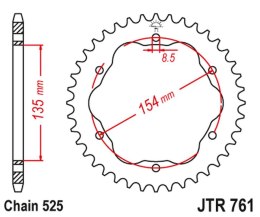 JT ZĘBATKA TYLNA 4522 38 DUCATI MONSTER 1200/S '14-20, PANIGALE 1103 '18, PANIGALE 1199/1299 '12-19, DIAVEL 1198 '11-18 (POTRZEB