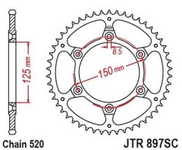 JT ZĘBATKA TYLNA KTM EXC-F (EXCF) 350 / SIX DAYS '24, SMR 450 '23-'24, 690 R ENDURO '19-'24, HUSQVARNA 701 ENDURO '17-'24, FE 35