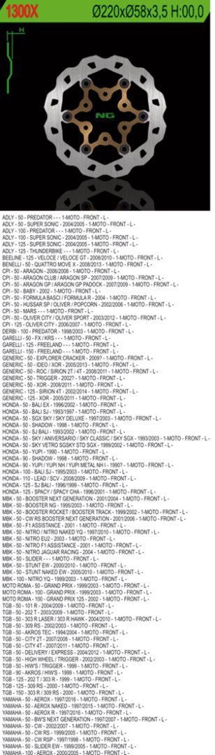 NG TARCZA HAMULCOWA PRZÓD CPI/HONDA/MBK/TGB/YAMAHA (220X58X2,5) (3X10,5MM) WAVE PŁYWAJĄCA