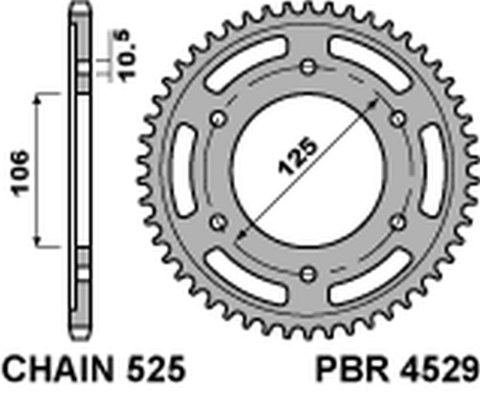 PBR ZĘBATKA TYLNA 4529 49 C45 TRIUMPH 675 DAYTONA/ STREET TRIPLE '06-'20, BONNEVILLE/SPEEDMASTER/THRUXTON 1200 (JTR2014.49) (ŁAŃ