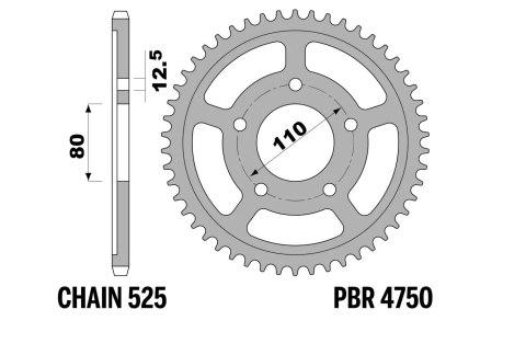 PBR ZĘBATKA TYLNA 4750 42 HONDA CRF 1000 / 1100 L AFRICA TWIN / ADVENTURE SPORT '16-'23 (475042JTZBK) (ŁAŃC. 525) KOLOR CZARNY